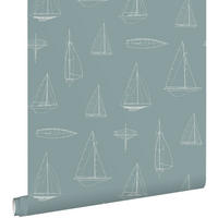 TAPETE Boote 50 x 900 cm - Blau, Papier (50/0.1cm) - ESTAhome