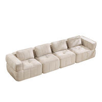 4-SITZER-SOFA DE-34428 mit stützenloses Design Beige - Beige, Textil (93/67/344cm) - ComfortXL