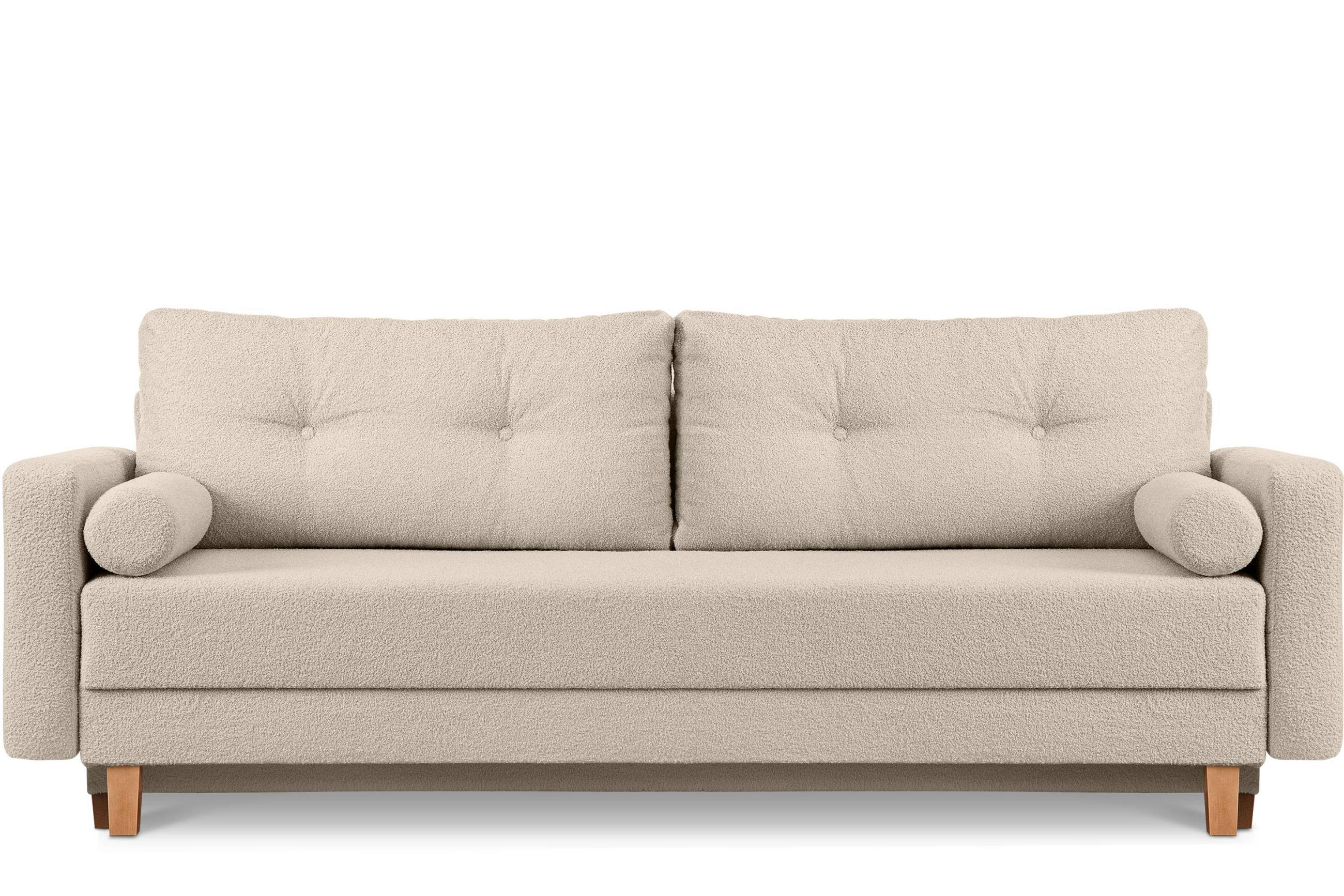 3-SITZER-SCHLAFSOFA ERISO mit weiche Sitzfläche und hohe Rückenlehne, Bouclé-Stoff, Creme - Creme/Braun, Textil (220/80/100cm) - KONSIMO®