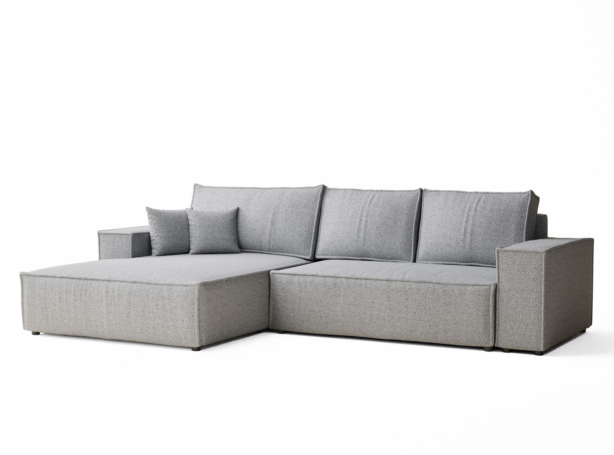 ECKSOFA MIT SCHLAFFUNKTION Maze Hellgrau Webstoff - Hellgrau/Schwarz, Holz/Holzwerkstoff (294/185cm) - Maison de Reve