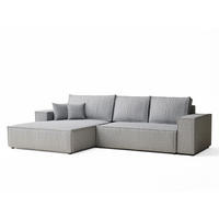ECKSOFA MIT SCHLAFFUNKTION Maze Hellgrau Webstoff - Hellgrau/Schwarz, Holz/Holzwerkstoff (294/185cm) - Maison de Reve