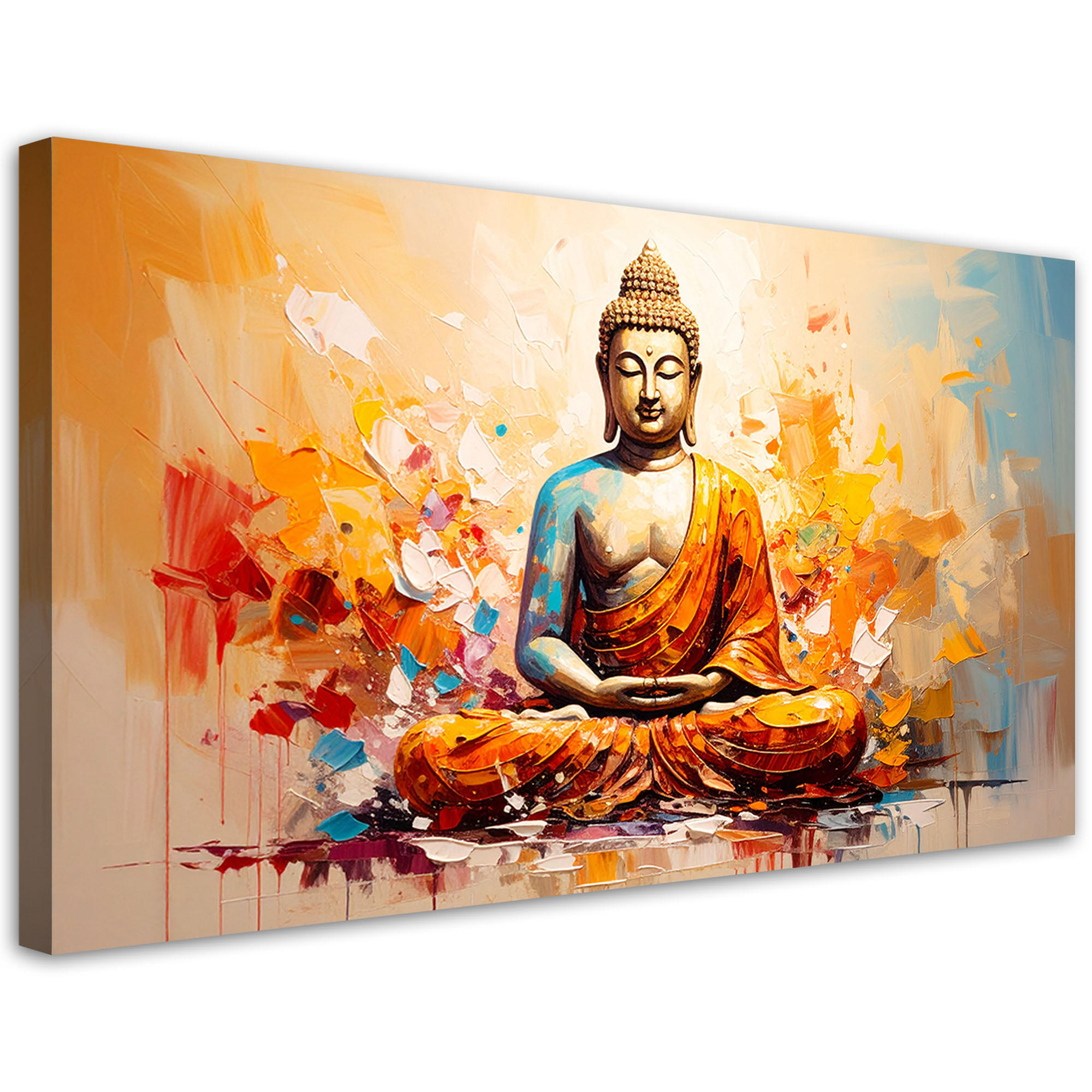 LEINWANDBILD Buddha Meditation Abstrakt 100x50cm - Beige, Textil (100/50cm) - Feeby