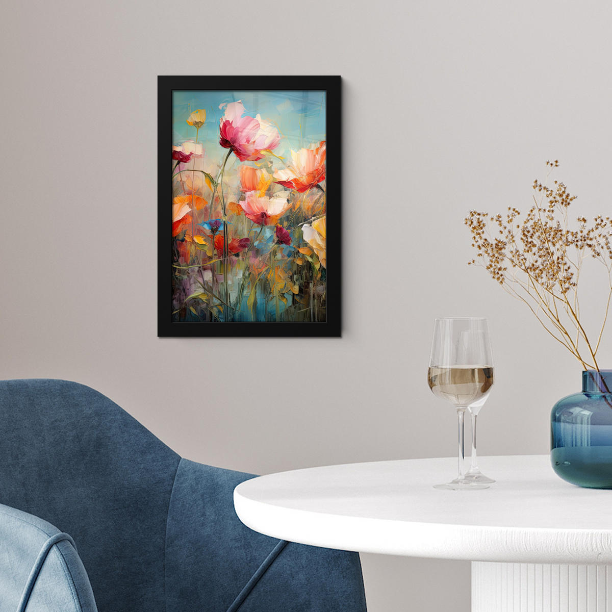 GERAHMTES BILD Blumen - Aquarell - Kunst - Botanisch - Natur 20x30 cm - Orange, Papier (20/30cm) - MuchoWow