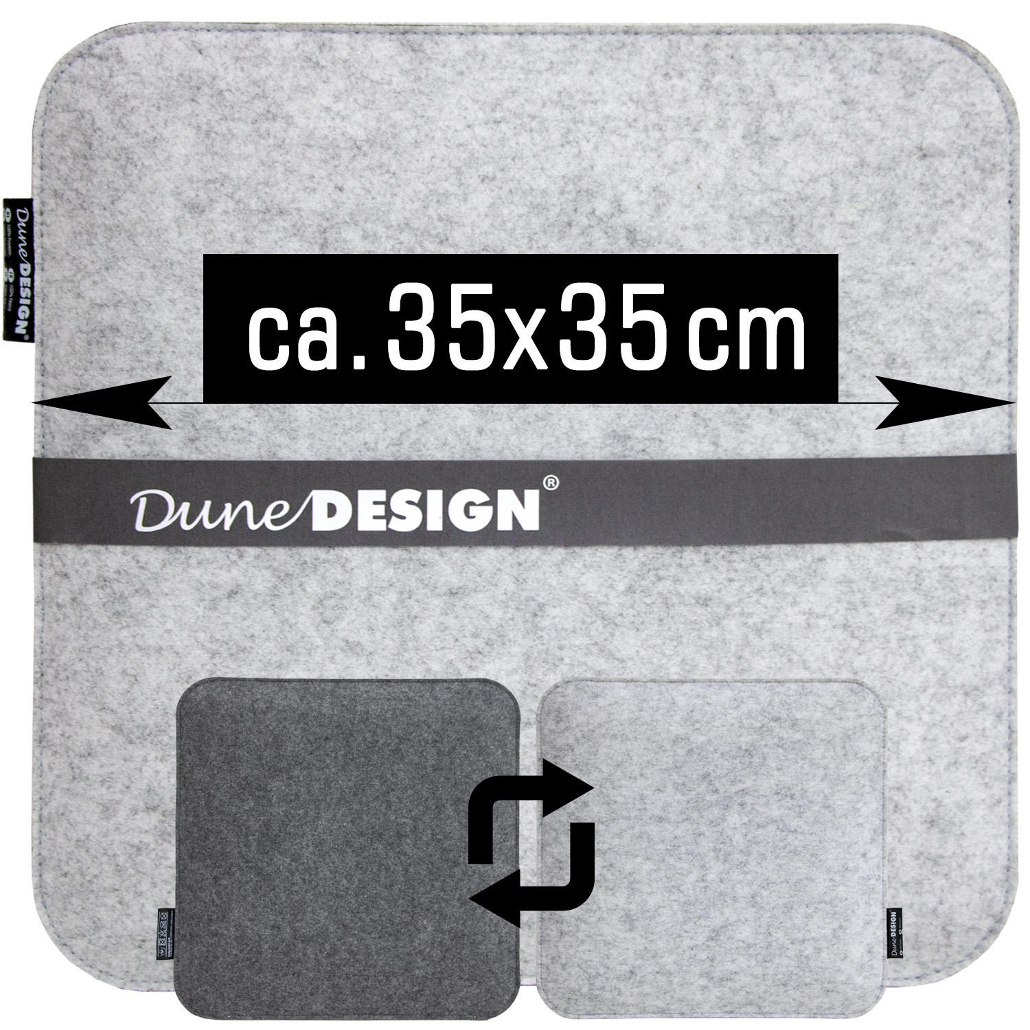 STUHLKISSEN 4er Set 35/35 cm Filz, Grau - Grau, Kunststoff (35/35/3cm) - Dunedesign