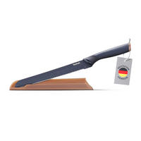 BROTMESSER Fresh Kitchen Brotmesser 20 cm, Klinge aus Edelstahl mit titanverstärkter Antihaftbeschichtung, inkl. Schutzhülle & spülmaschinenfest - Silberfarben, Kunststoff/Metall (34cm) - Bestlivings