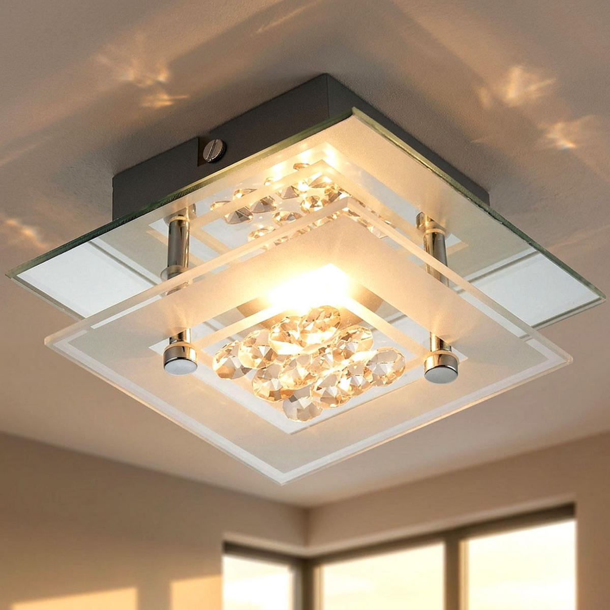 LED WANDLEUCHTE Miranda Metall Silber - Silberfarben, Glas (14/7/14cm) - Esto