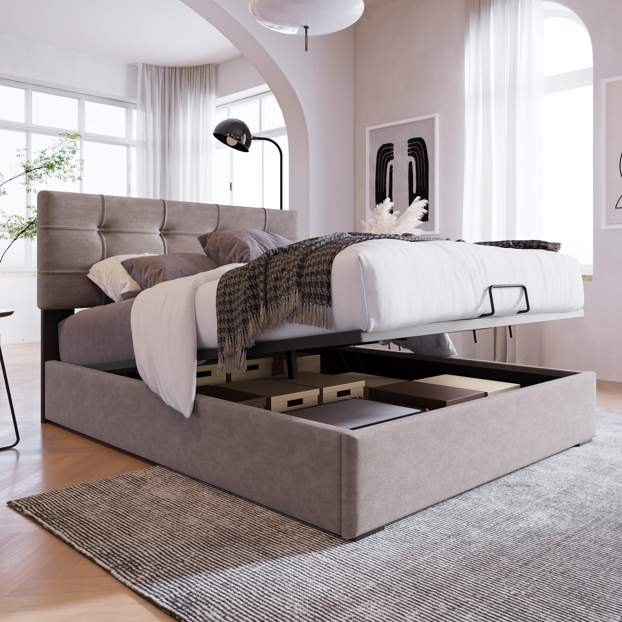 STAURAUMBETT Grau 200/90 cm - Grau, Metall (90/200cm) - Urban Meuble