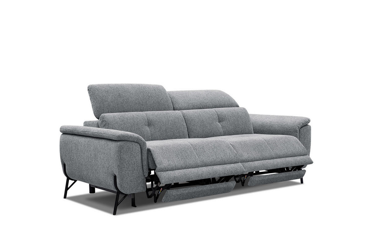 SOFA AVENA 3-Sitzer mit 2 Relaxfunktionen, grau - Grau, Holzwerkstoff/Textil (204/80/108cm) - Courtois Laville