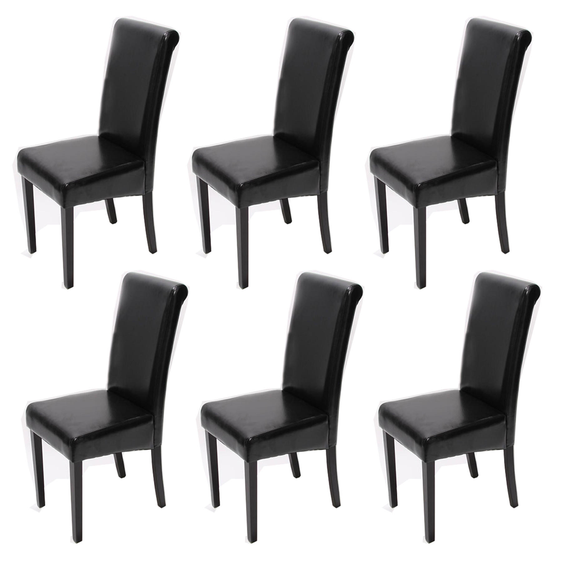 ESSZIMMERSTUHL 6er-Set99x41x60cm Sitzhöhe 47cm Leder Schwarz dunkle Beine - Schwarz, Leder (41/99/60cm) - CHEFGASTRO