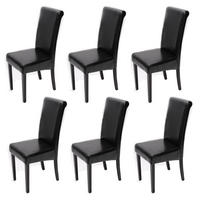 ESSZIMMERSTUHL 6er-Set99x41x60cm Sitzhöhe 47cm Leder Schwarz dunkle Beine - Schwarz, Leder (41/99/60cm) - CHEFGASTRO