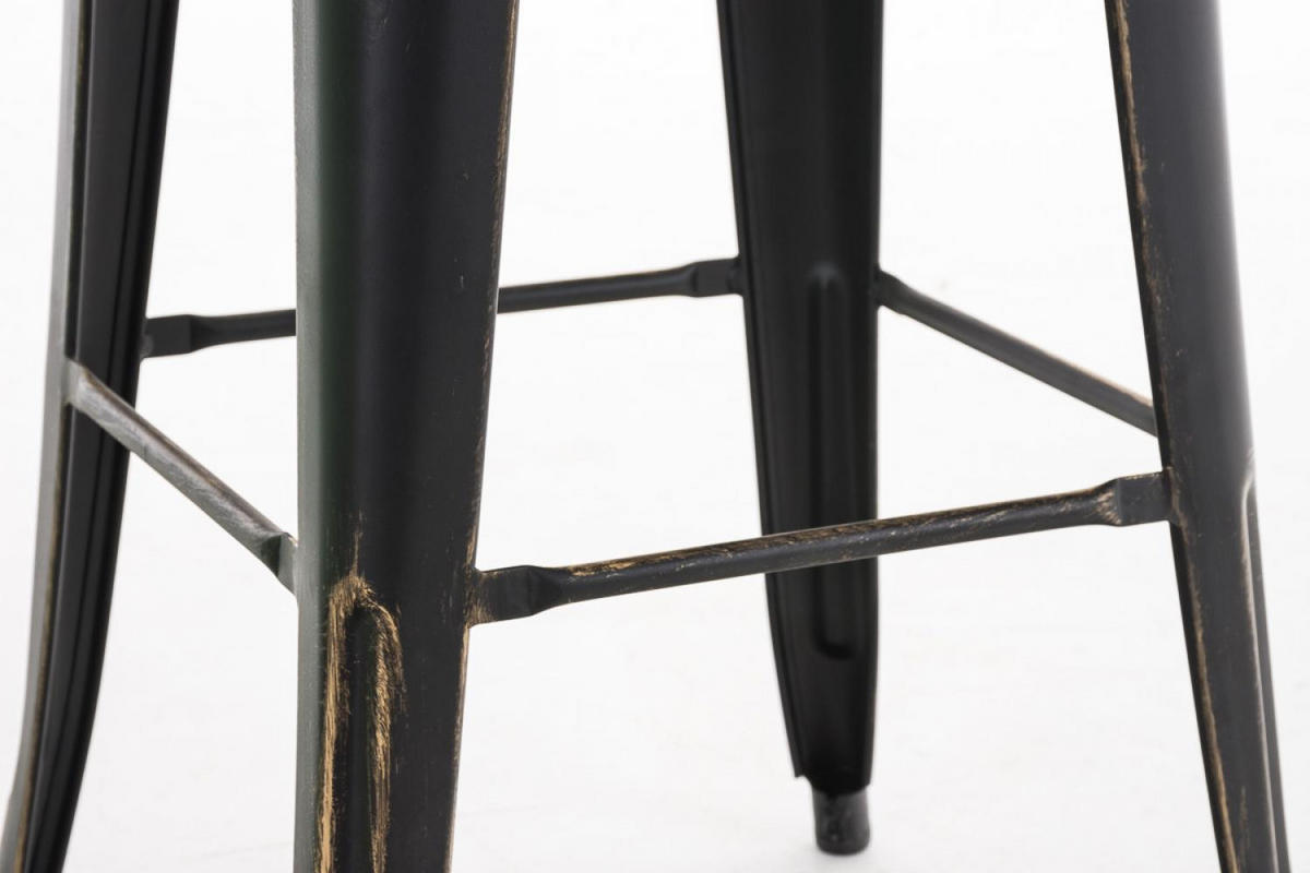 BARHOCKER Metall schwarz-gold - Eukalyptusholzfarben/Goldfarben, Metall (44/115/52cm) - CLP
