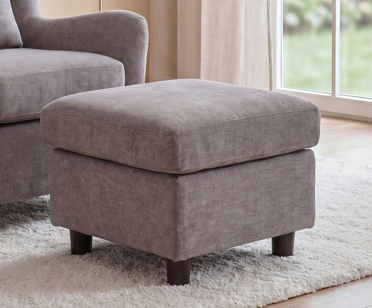 OHRENSESSEL mit HOCKER, hoher Sitzkomfort durch Taschenfederkern, Mikrofaser Hellgrau / 16146 - Hellgrau/Schwarz, Holz/Textil (89/95/79cm) - luma-home