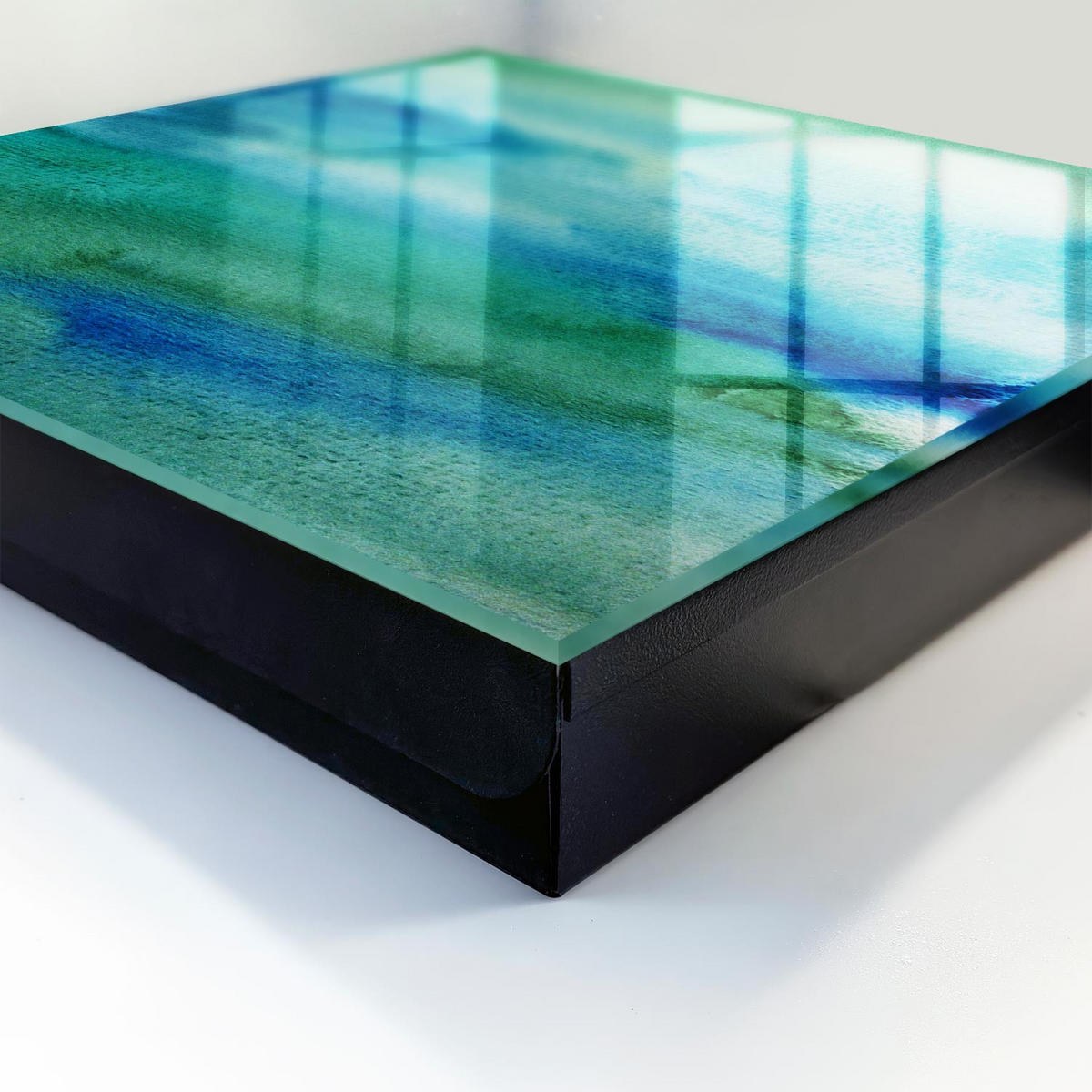 SCHLÜSSELBOX Schwarz 30x30 cm- Türöffnung nach rechts - Aquarellblau - Blau, Metall (30/30/5cm) - TULUP