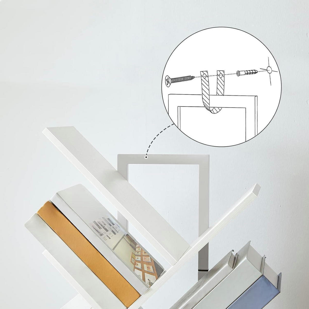 BÜCHERREGAL Baumform 4 Ebenen Weiß - Weiß, Holzwerkstoff (34/71/20cm)