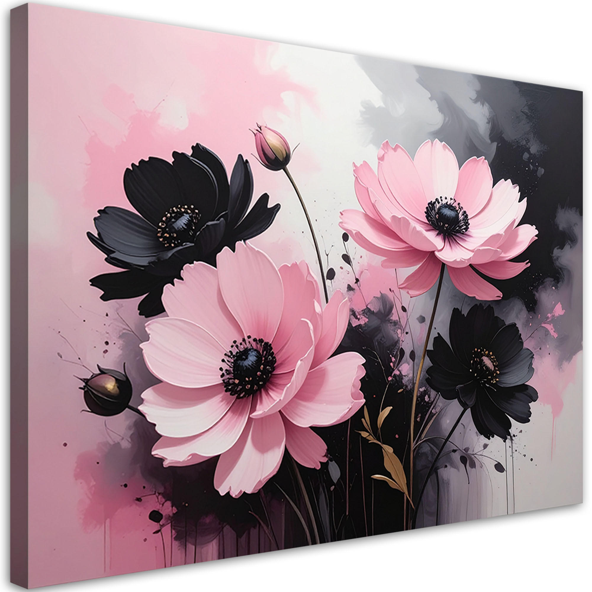LEINWANDBILD, Rosa Blumen in einer romantischen Vintage-Komposition - Rosa, Textil (60/40cm) - Feeby