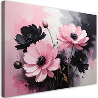 LEINWANDBILD, Rosa Blumen in einer romantischen Vintage-Komposition - Rosa, Textil (60/40cm) - Feeby