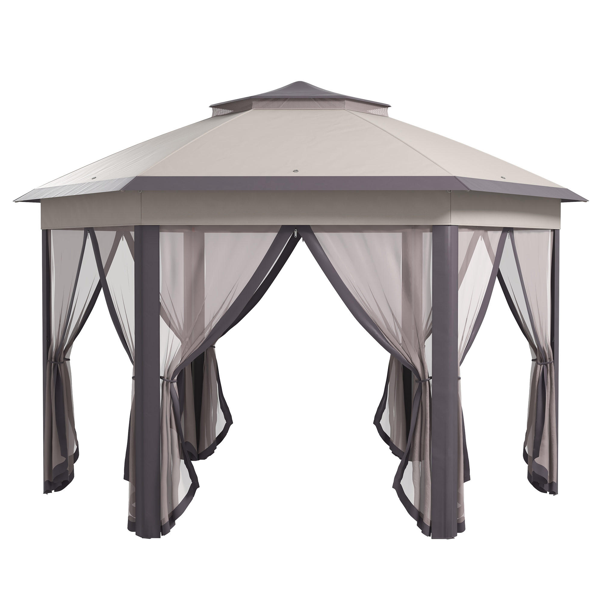 GARTENPAVILLON Faltpavillon 4x4 m Kaffee/Beige - Beige, Metall (405/285/405cm) - ComfortXL