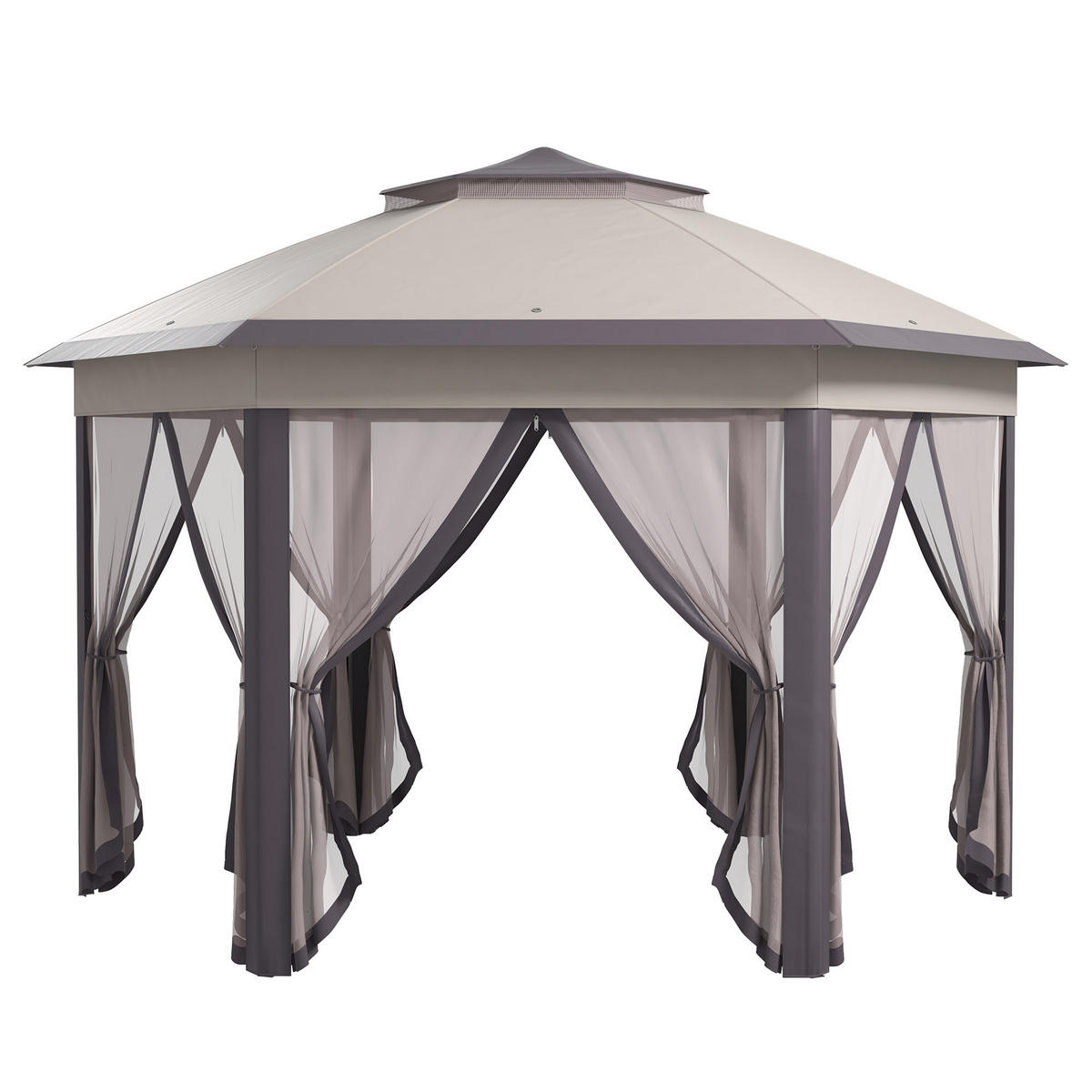 GARTENPAVILLON Faltpavillon 4x4 m Kaffee/Beige - Beige, Metall (405/285/405cm) - ComfortXL