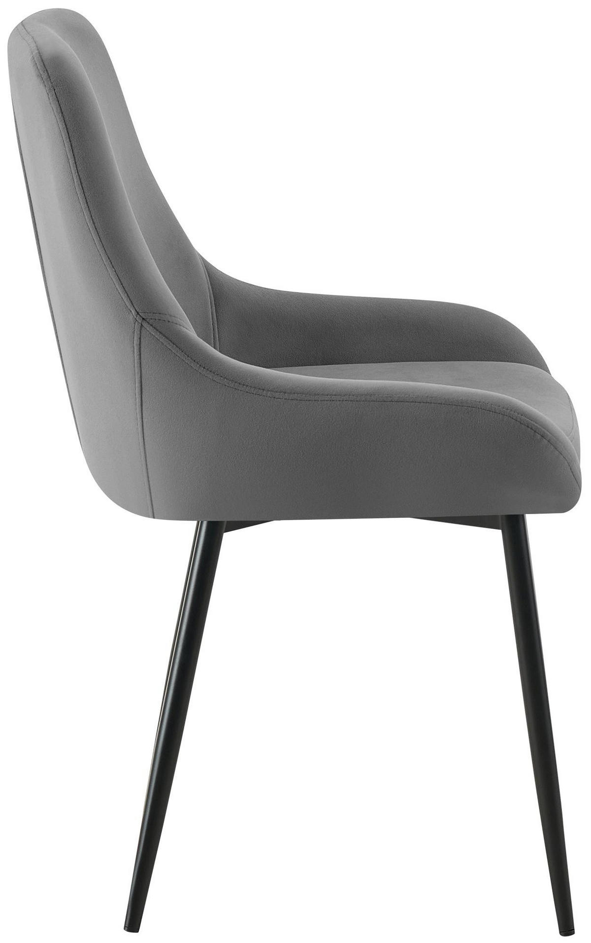 ESSZIMMERSTUHL 2er Set Samt Dunkelgrau - Dunkelgrau/Schwarz, Textil (50/86/53cm) - CLP