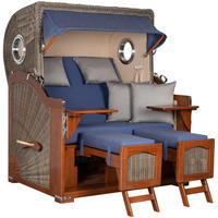 STRANDKORB XXL Düne Grande 2,5 Sitzer - Blau/Braun, Metall (142/170/95cm) - Mr. Deko