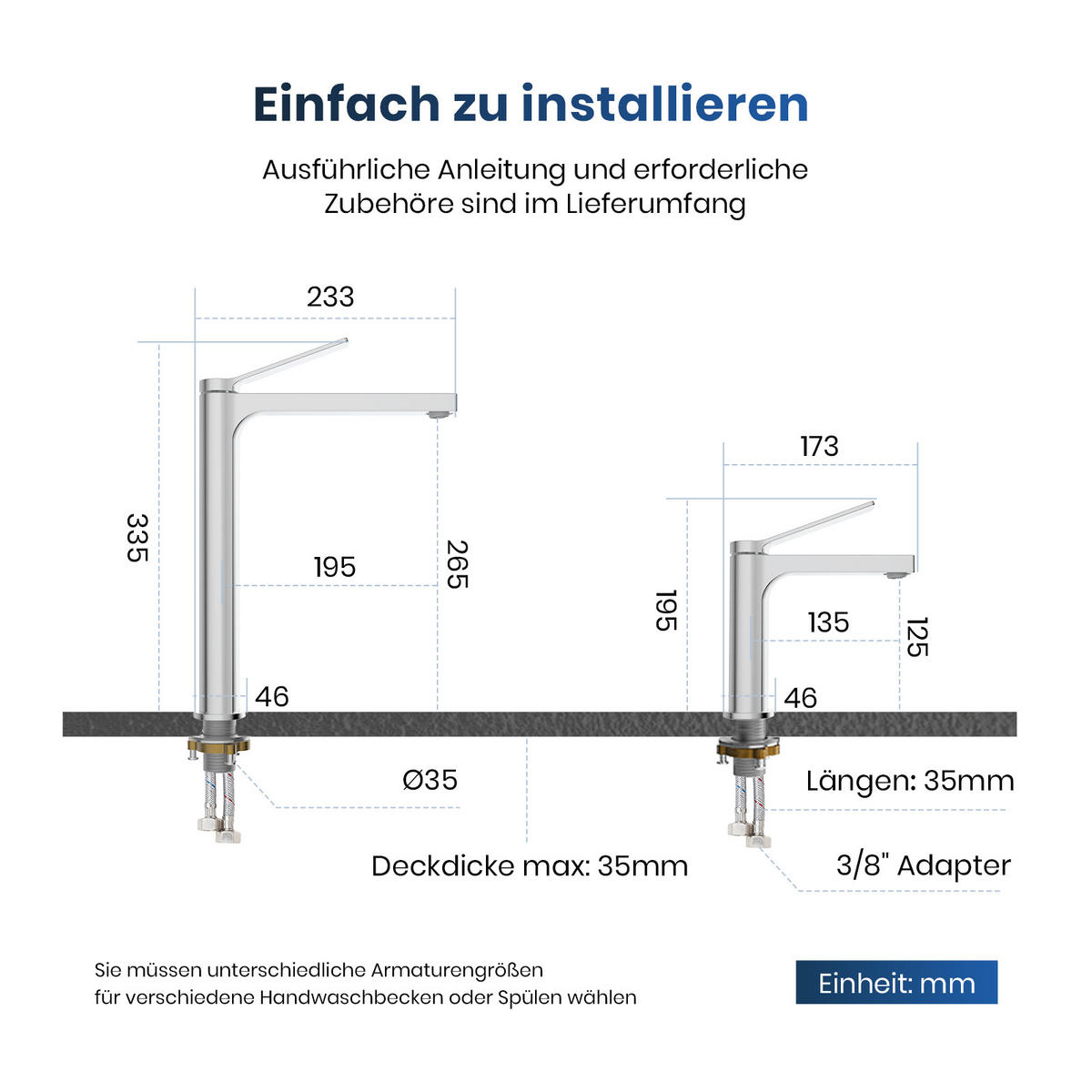 WASCHTISCHARMATUR mit Zertifiziertem Filterelement Verchromt Hoher Stil - Chromfarben, Metall (23.3/4.6/33.5cm) - EMKE