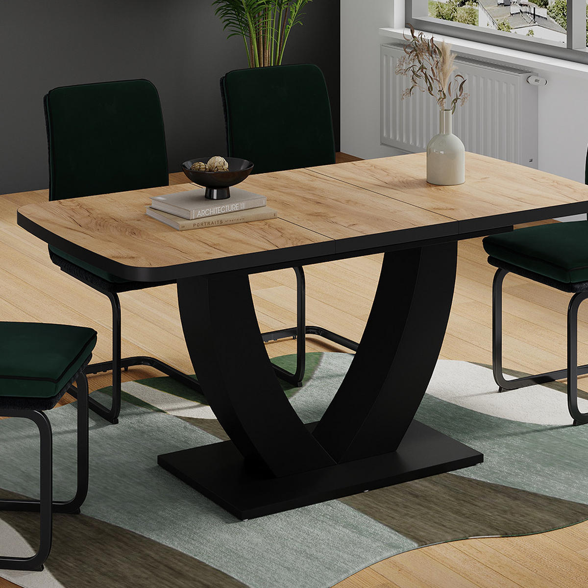 JÍDELNÍ STŮL Fenaro Dub Goldkraft/černá - černá/barva dubu, kompozitní dřevo (80/120/77.4cm) - Vicco