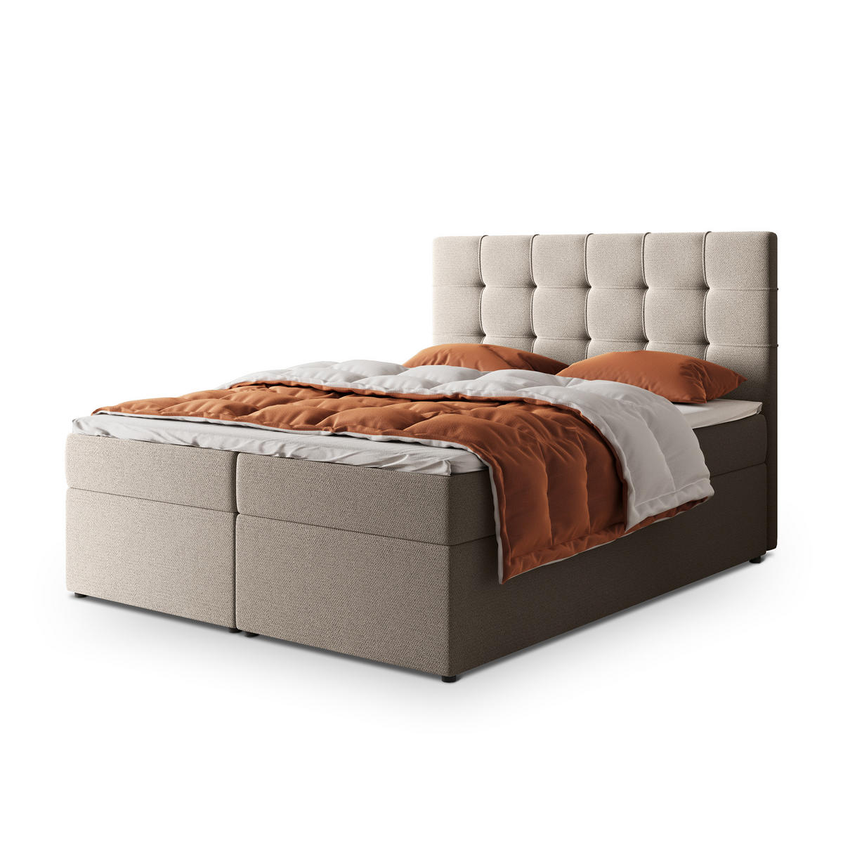 POSTEL BOXSPRING PALMA 160x200 cm, s matrací a úložným prostorem, béžová - béžová, kompozitní dřevo/textil (160/200cm) - MASSENO