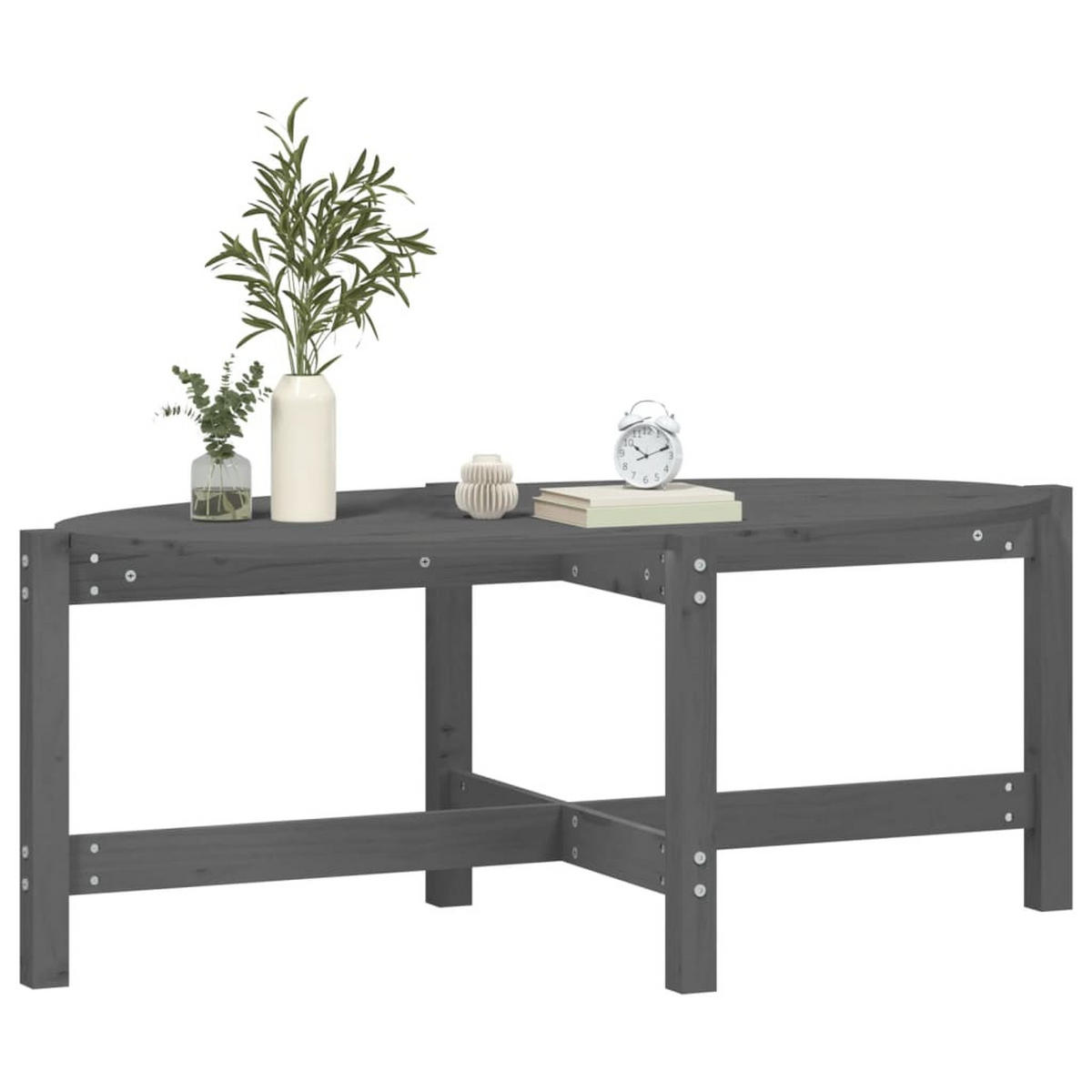 COUCHTISCH Grau 118x63x45 cm Massivholz Kiefer - Grau, Holz (118/63/45cm) - furnicato