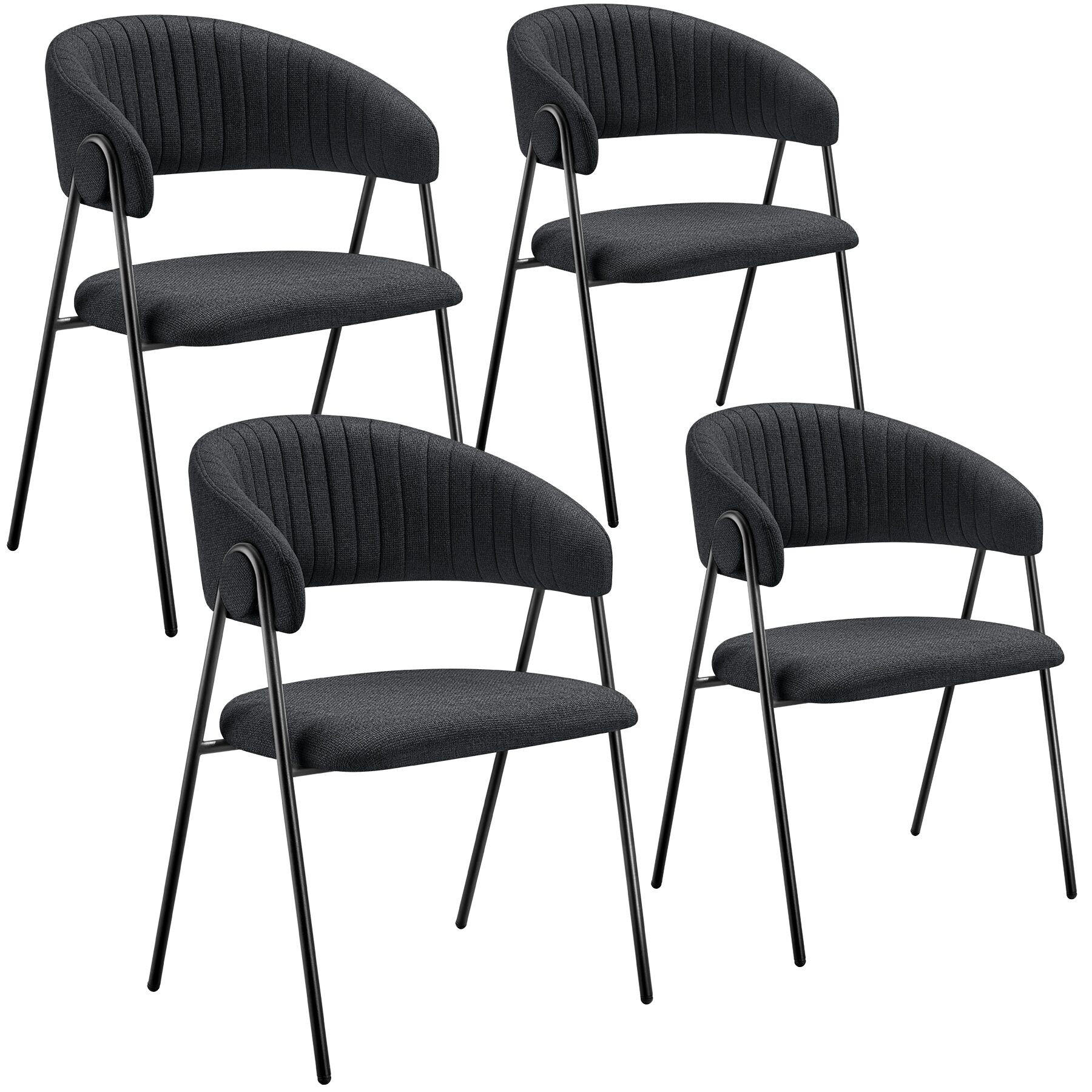 ARMLEHNSTUHL 4er Set Bedano 60 x 58 x 85 cm schwarz - Schwarz, Kunststoff (60/85/58cm) - tectake