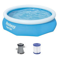 AUFSTELLPOOL, Rund, 305x76 cm, Komplettset, mit Pumpe, Familienpool, Gartenpool, Kinderpool, Planschbecken, Sommerpool, robust, Outdoor, groß - Blau/Weiß, Kunststoff (305/76/305cm) - Bestway