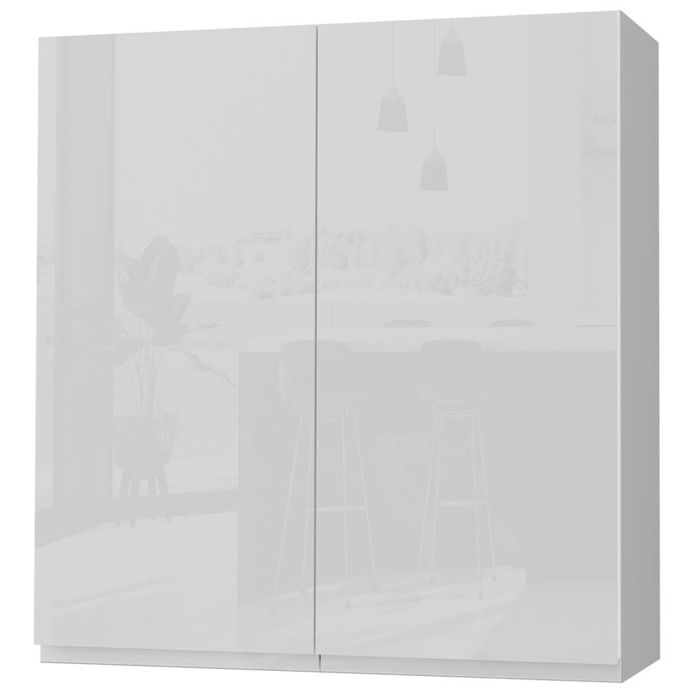 HÄNGESCHRANK Florence W4/90 Grau / RAL 9003 signalweiß HG 90 / 32,5 / 96cm - Weiß Hochglanz/Grau, Holz/Holzwerkstoff (90/96/32.5cm) - Feldmann-Wohnen