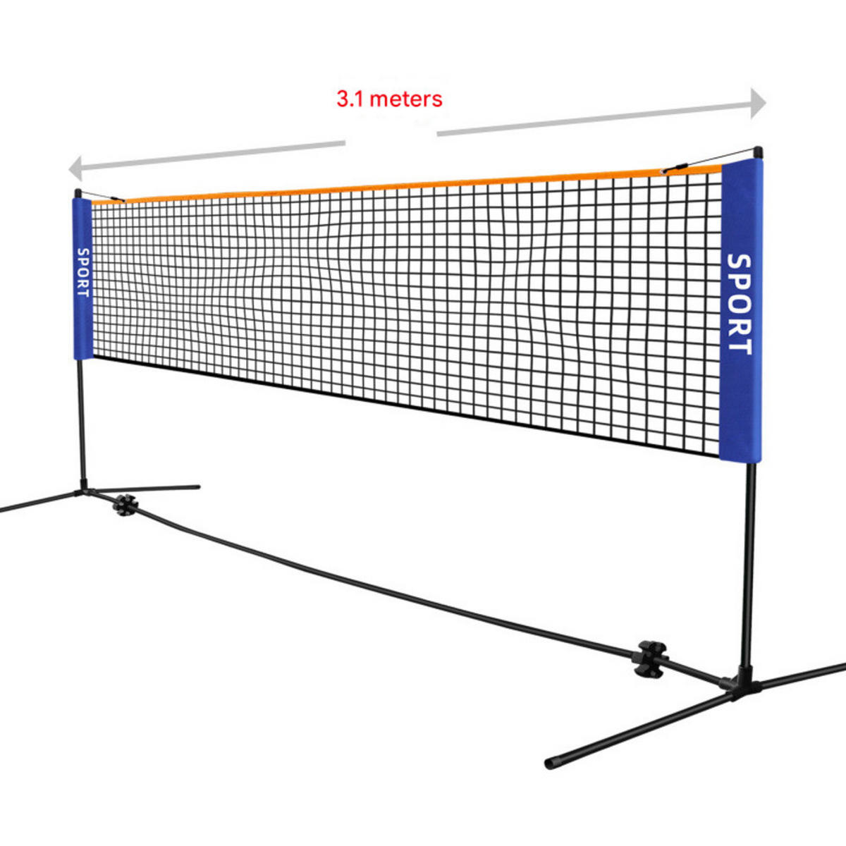 BADMINTONNETZ ,Länge: 3,1 m - Schwarz, Metall (310/310cm) - Weltevree