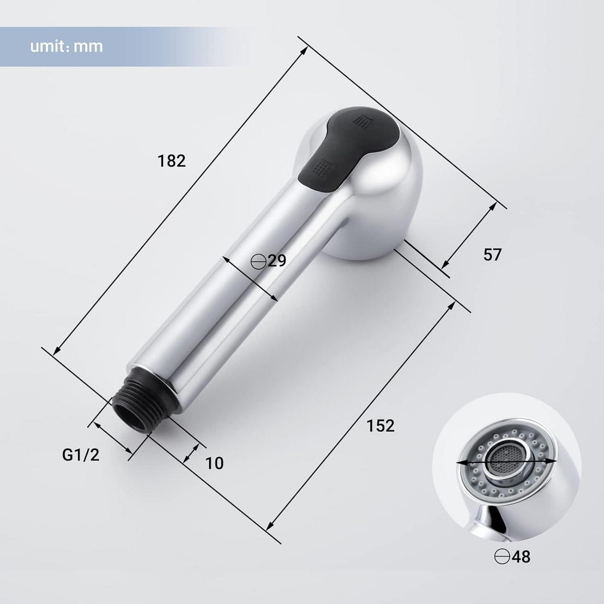 BRAUSEKOPF Küche mit 2 Strahlarten Chrom - Silberfarben, Metall (0.1/12.7/0.1cm)
