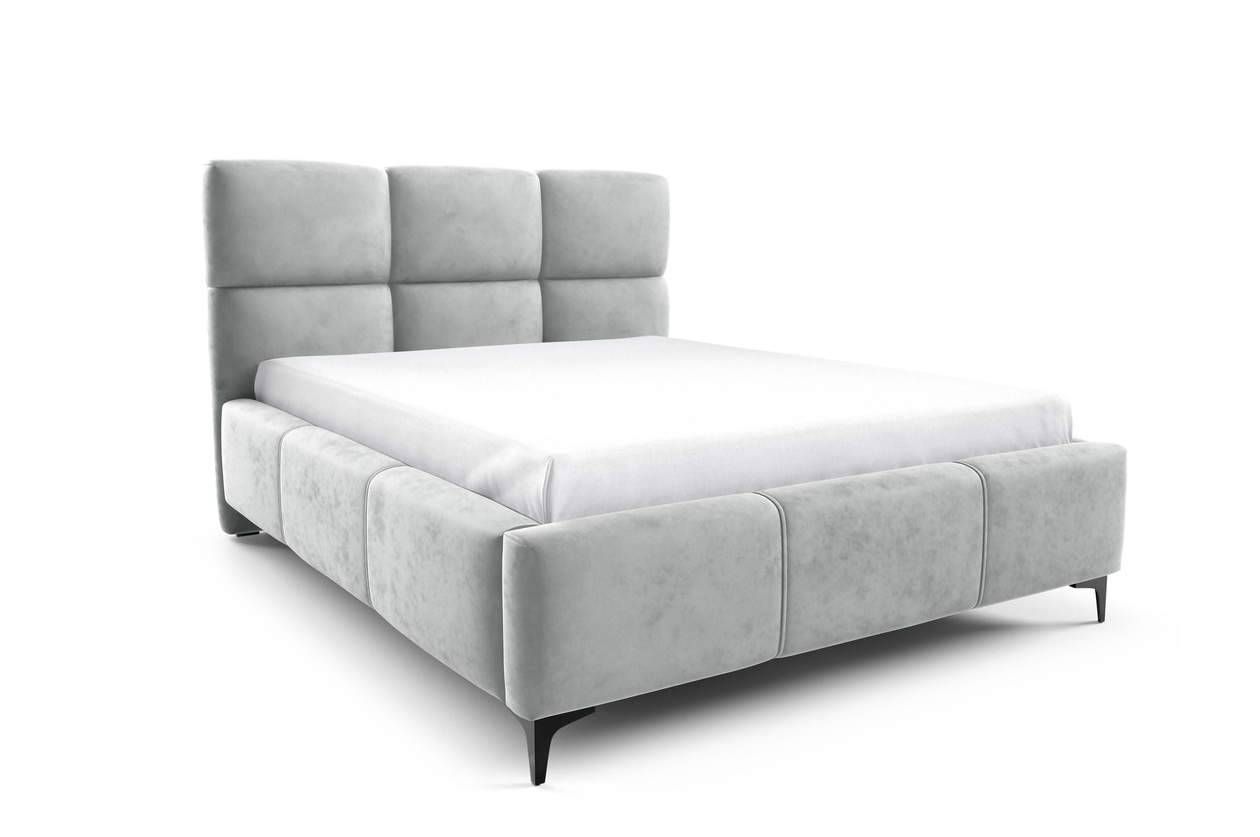 POLSTERBETT SENTO, 180x200 cm, Doppelbett mit Bettkasten, Velourstoff, Frabe: Hellgrau - Hellgrau, Holz/Textil (180/200cm)
