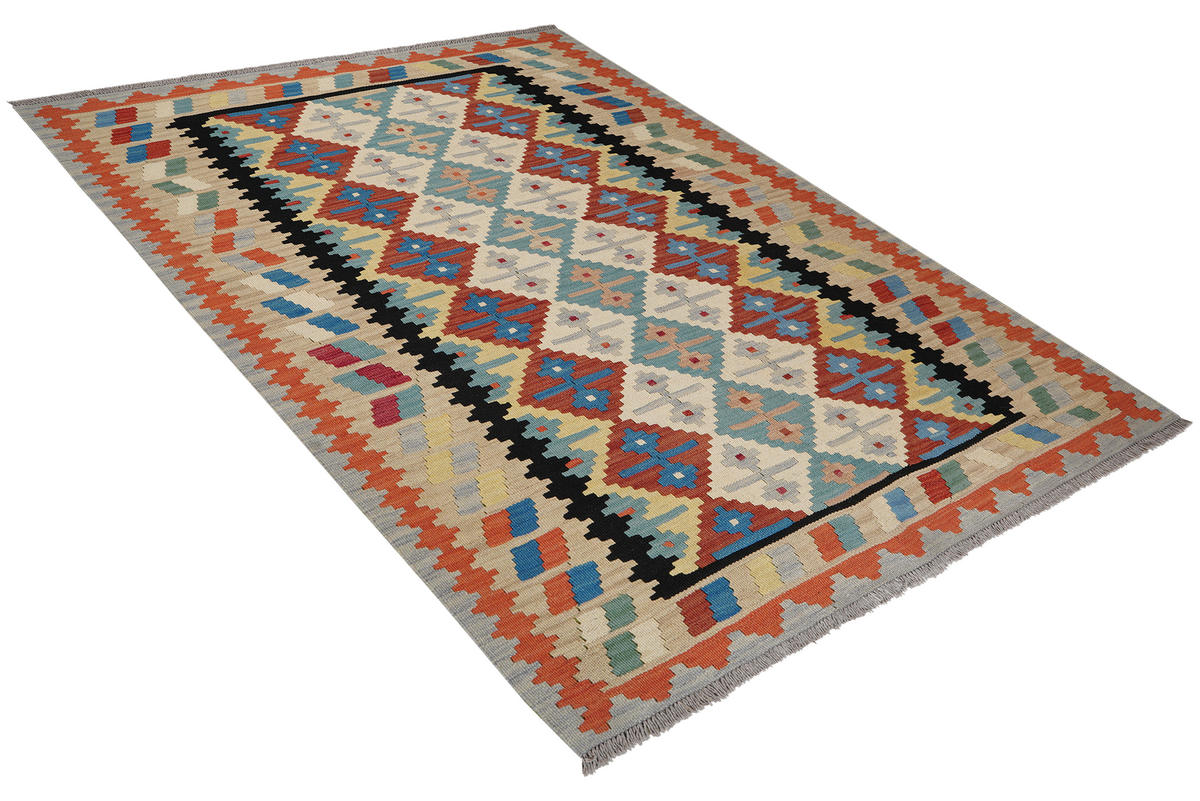 HANDWEBTEPPICH Kelim Gashgai Beige 195/154 cm Schurwolle - Beige, Textil (154/195cm) - Looma