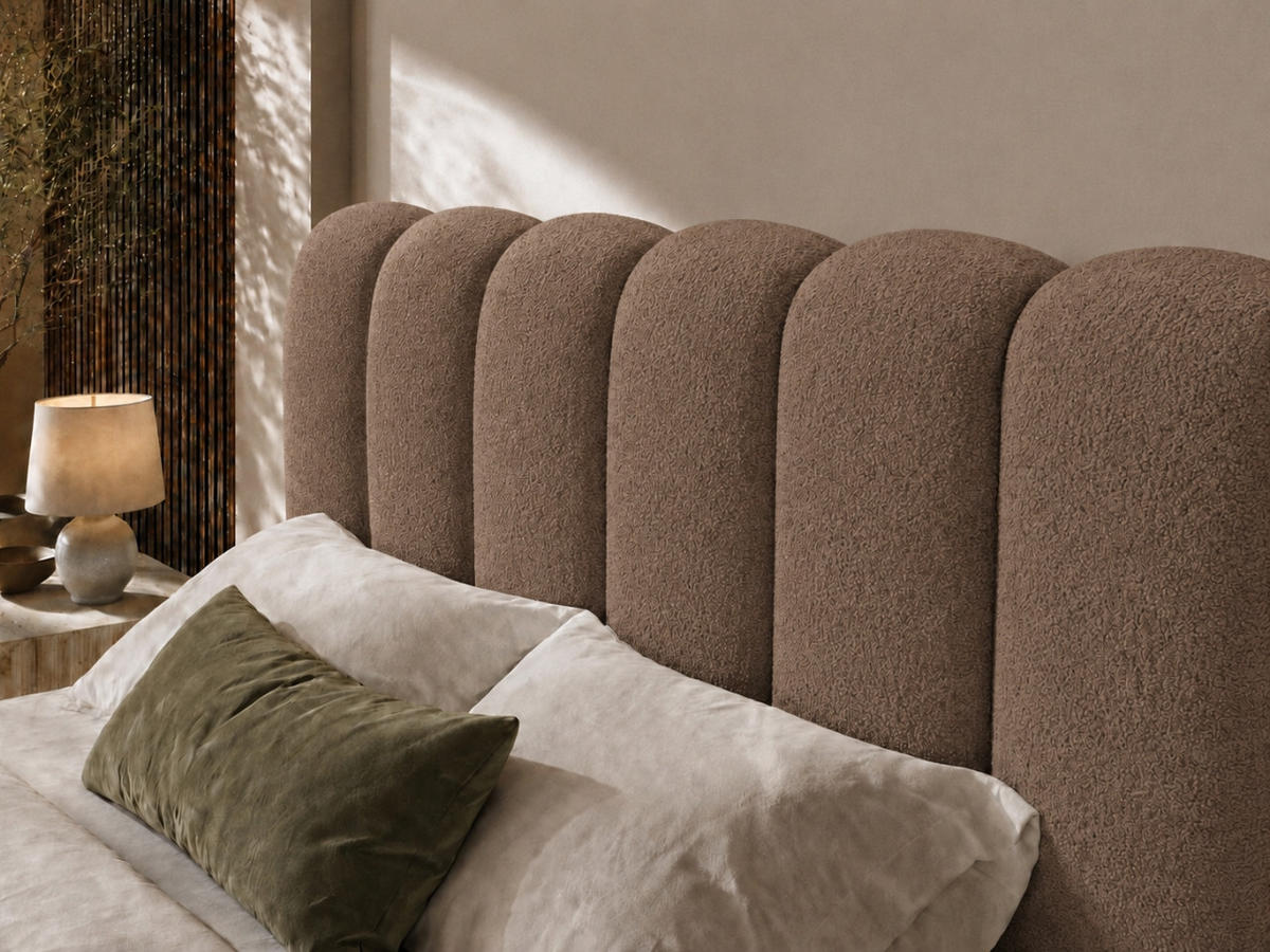 POLSTERBETT MELLOW 120x200 cm in Braun, gepolstertes Kopfteil, Lattenrost, Bettkasten, Bouclé-Stoff - Braun, Holz/Textil (120/200cm) - EMLAR Home