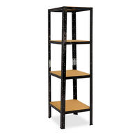 SCHWERLASTREGAL BLACK 200x50x50 cm in schwarz mit 4 Böden und 175 kg Traglast pro Boden - Schwarz, Metall (50/200/50cm) - shelfplaza