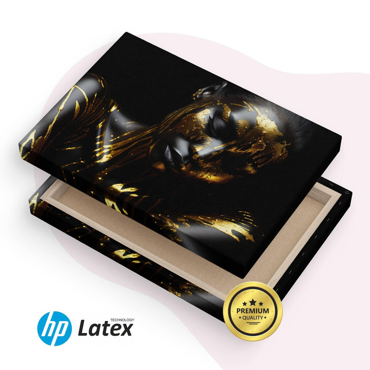 LEINWANDBILD abstraktes Porträt Frau Glamour Stil 30cm x 20cm - Beige/Gelb, Textil (30/20cm) - Muralo