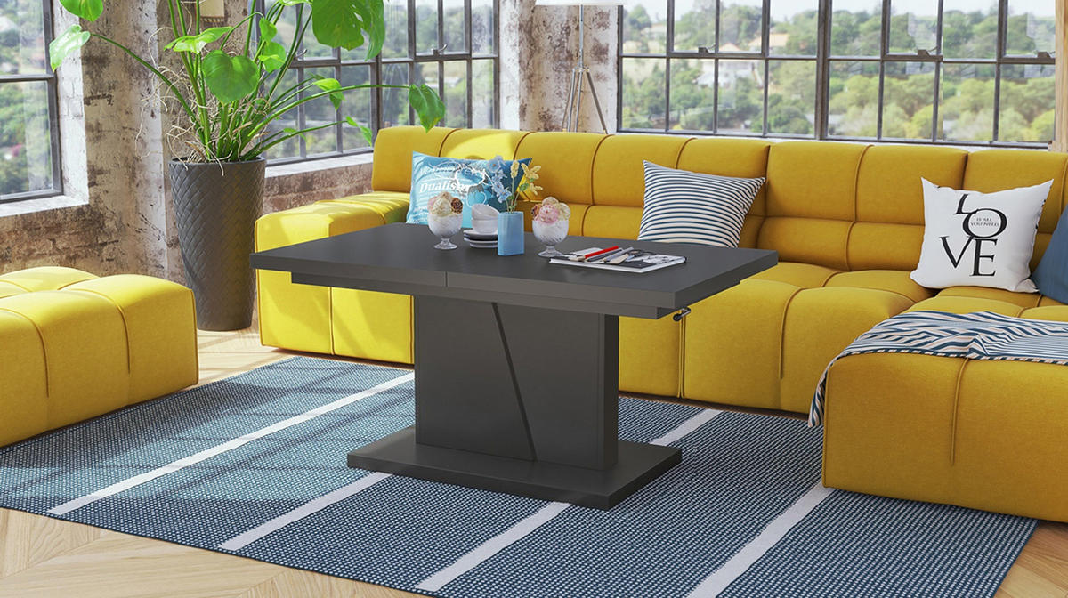 COUCHTISCH rechteckig Anthrazit matt ausziehbar höhenverstellbar - Anthrazit, Holzwerkstoff (70/120/60cm) - designimpex