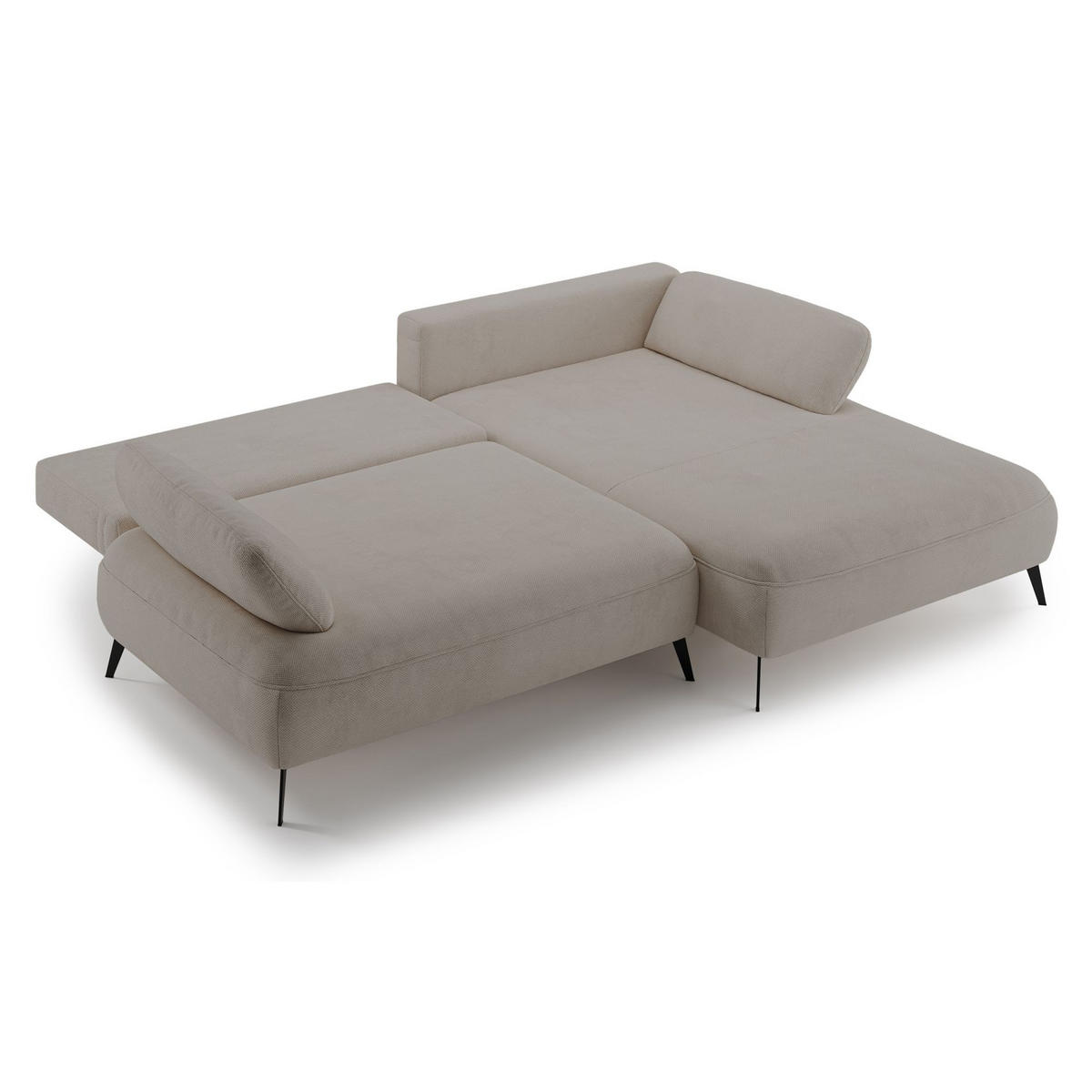 ECKSOFA Avolla Beige rechts - Beige/Schwarz, Textil/Metall (186/284cm) - Selsey