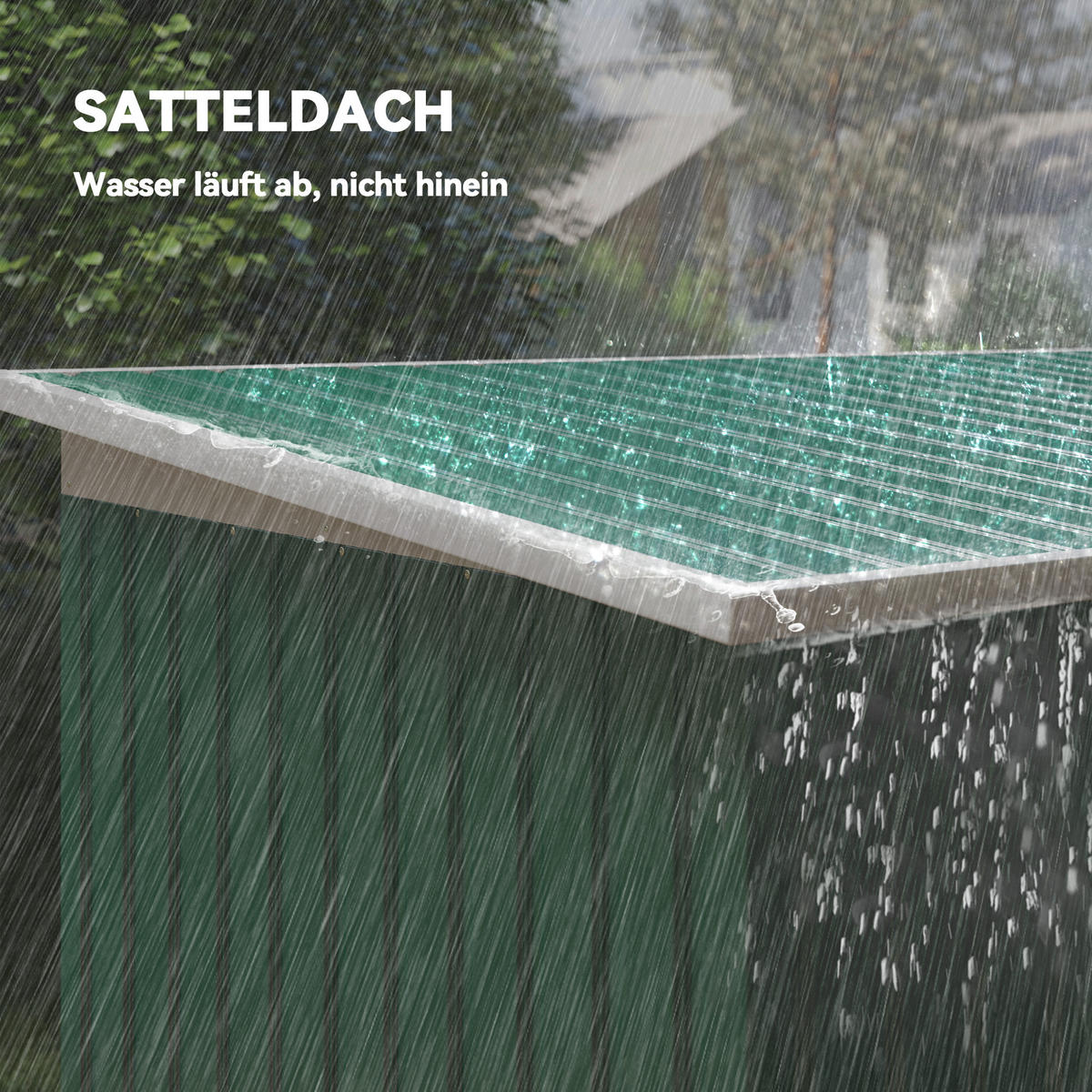 GERÄTEHAUS Gartenhaus mit Schiebetür Fenster Outdoor Stahl Dunkelgrün - Dunkelgrün, Metall (130/172/280cm) - Outsunny