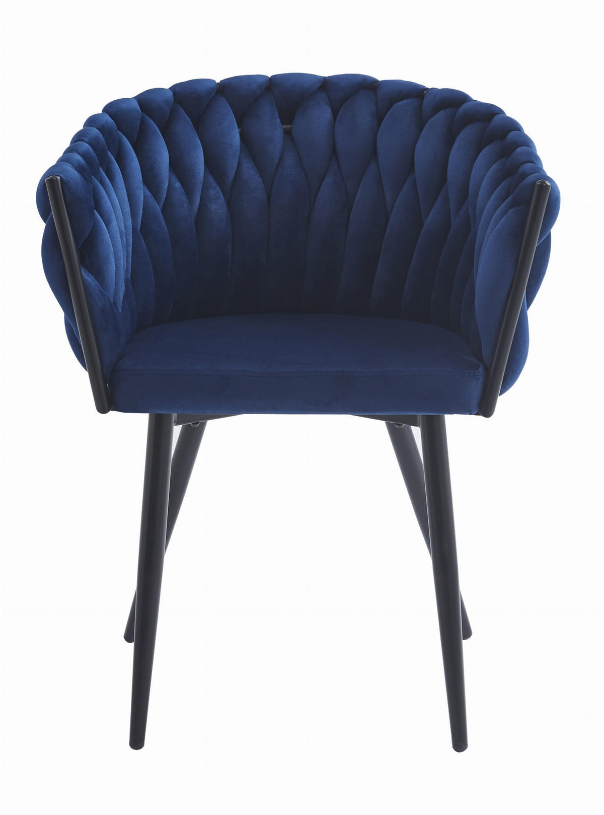STUHL ARONA 6-er Set, Blau, Schwarze metallische Beine - Blau, Textil/Metall (61/79/55cm) - Komodee