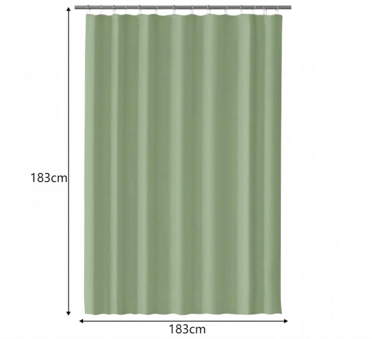 DUSCHVORHANG Grün Polyester schimmelresistent wasserdicht waschbar mit Ringen - Grün, Textil (7/7cm) - MCBOSON