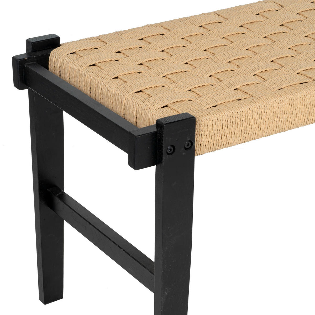 SITZBANK 110/38/47 cm Rattan / Eiche Schwarz - Beige/Schwarz, Holz/Papier (110/47/38cm) - Furnhouse