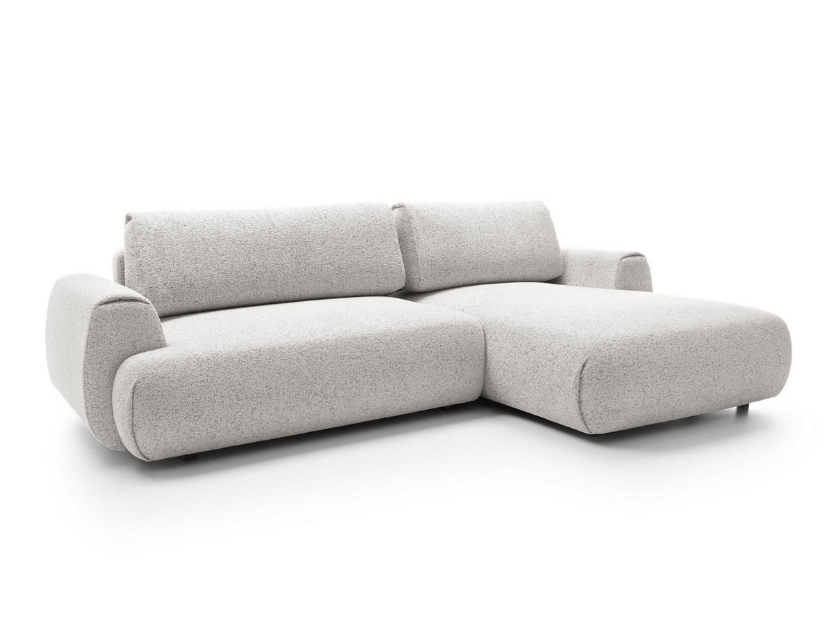 ECKSOFA ZEST Grau Geflochtener Stoff mit Schlaffunktion - Grau, Holz (270/167cm) - MASSENO