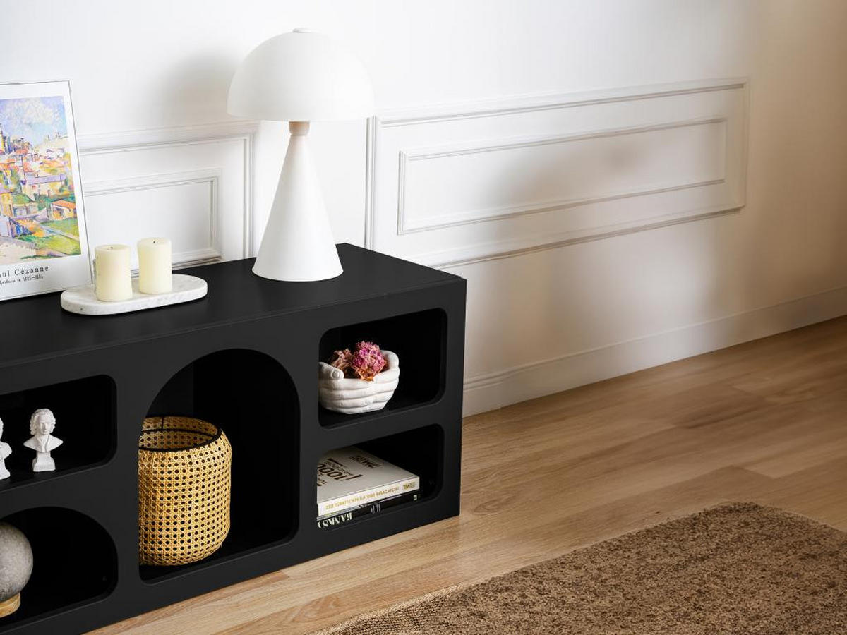 TV-MÖBEL mit 7 Fächern - Schwarz - LUELA - Schwarz, Holz (40/51/160cm) - Vente-Unique