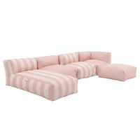 GARTENSOFA mit 5 Sitzplätzen, Puderrosa - Pink, Textil - Oviala