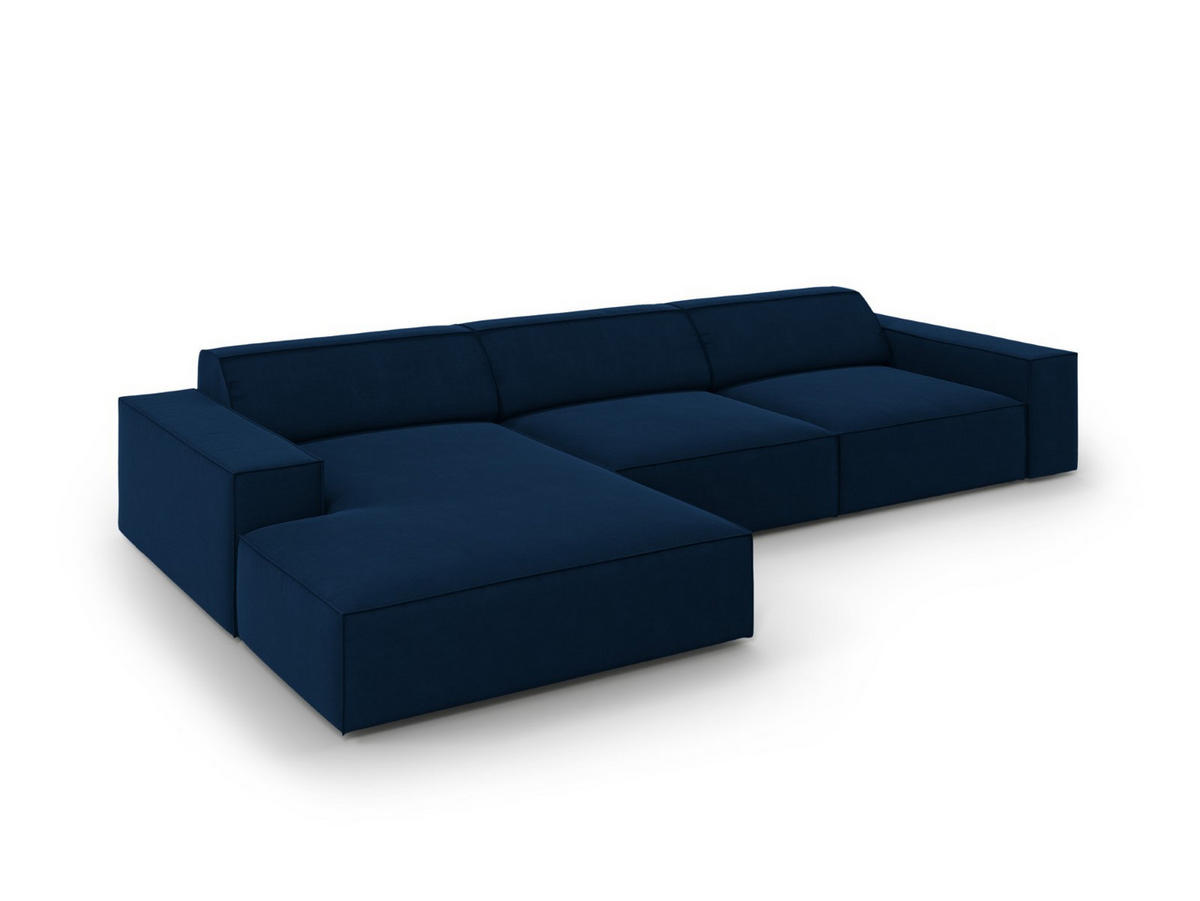 ECKSOFA links Jodie aus Samt königsblau 4 Sitzplätze - Blau, Textil (166/284cm) - Micadoni