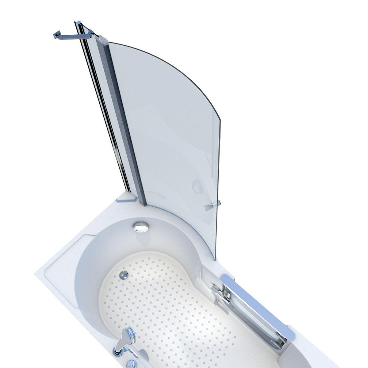 SENIORENDUSCHE mit Tür S12D-TH-L-EC 170x85 cm - Weiß, Glas/Kunststoff (170/85/200cm) - AcquaVapore by Sandra Jentho