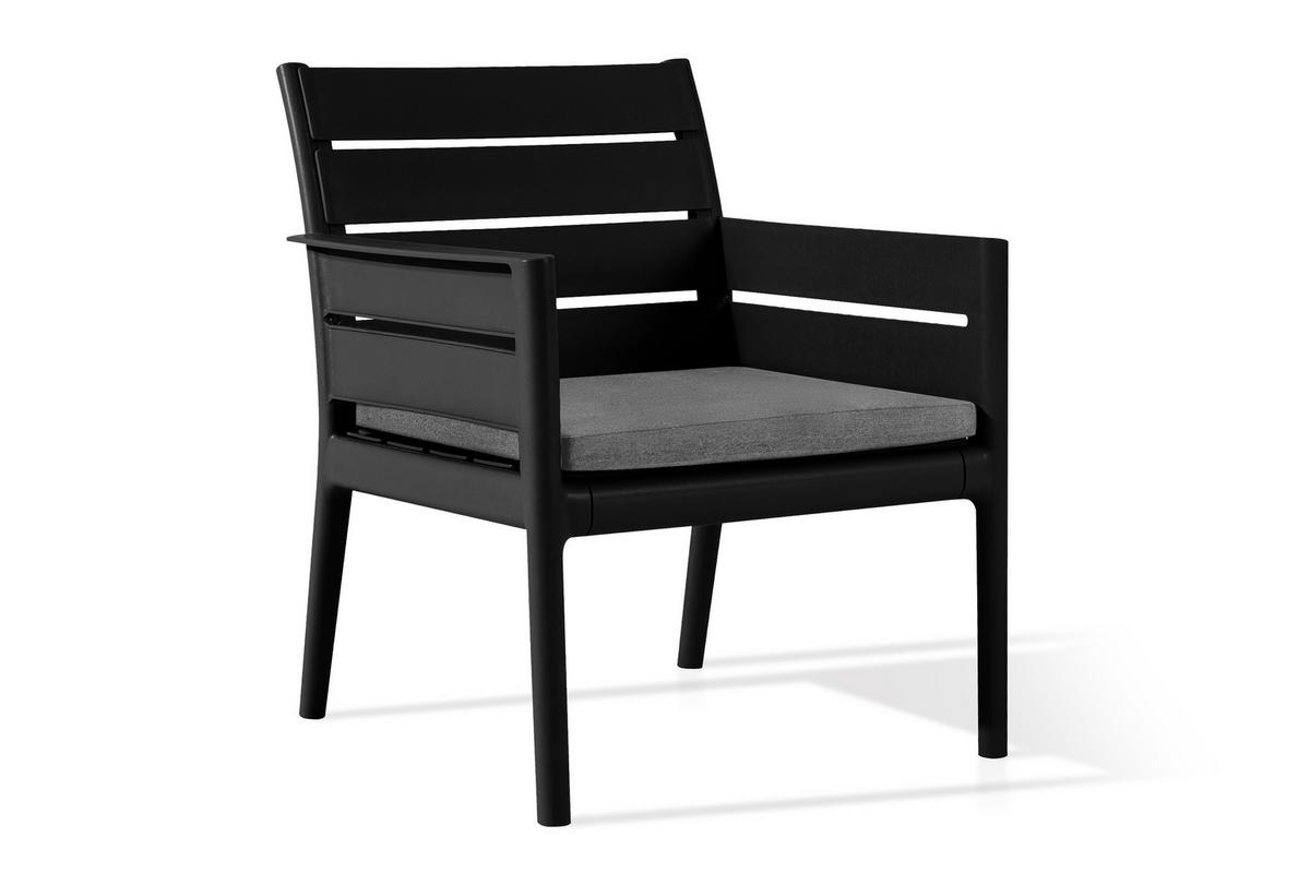 GARTENMÖBEL-SET MITTU 3-tlg, Anthrazit/Grau - Anthrazit/Grau, Kunststoff - KONSIMO®